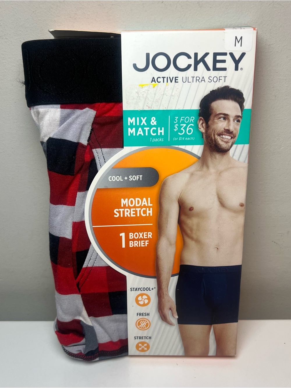 Jockey Active Ultra Soft Boxer Brief - Red Plaid